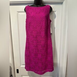 Vibrant Fuchsia Lace Dress - 38” Long, 21” Bust